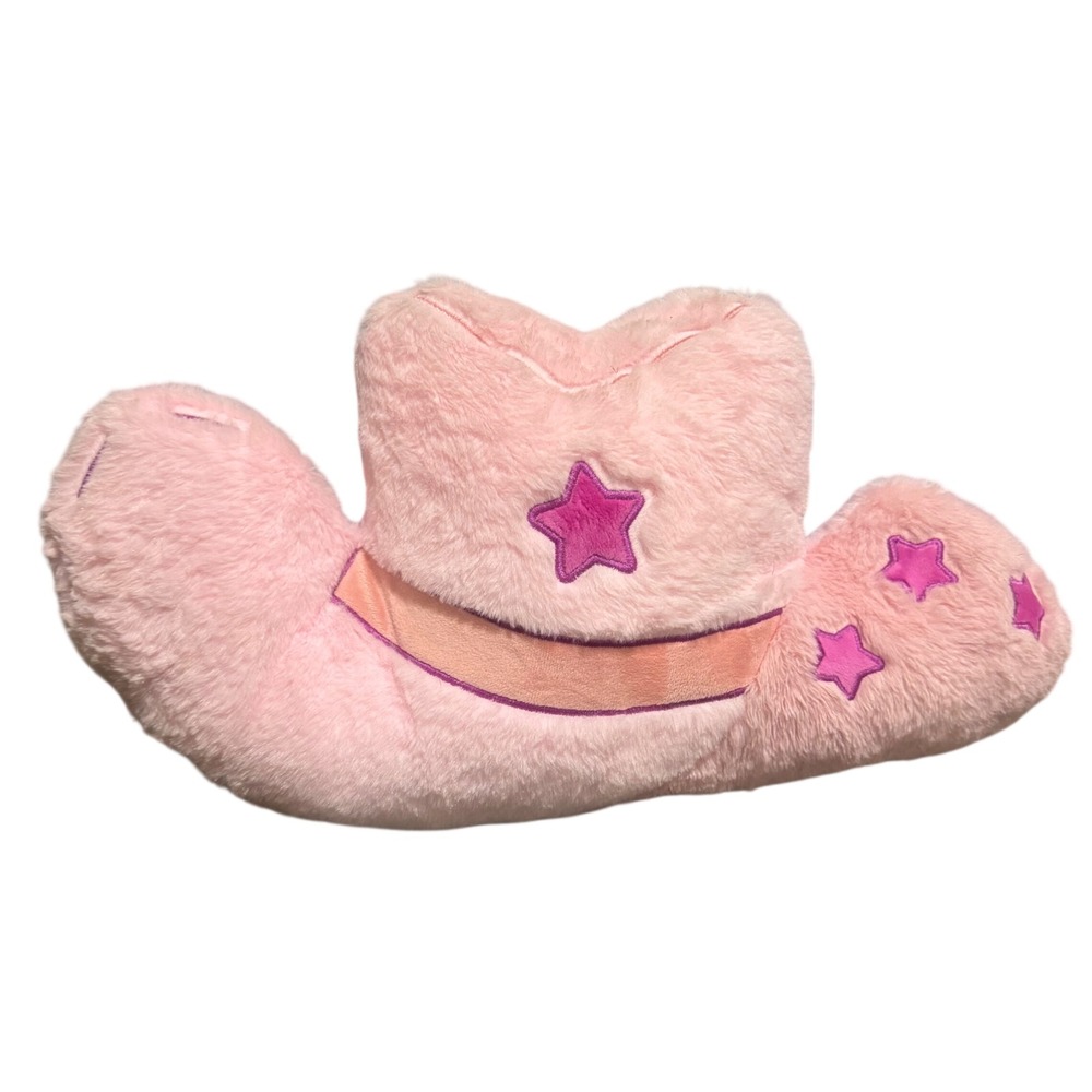 Pink Sky Kids Cowboy Hat Plush Backrest Pillow Pink Star Western Decor Microwave